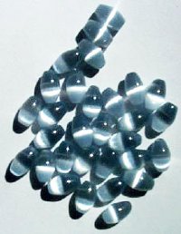 30 6x4mm Grey Fiber Optic Oval Beads